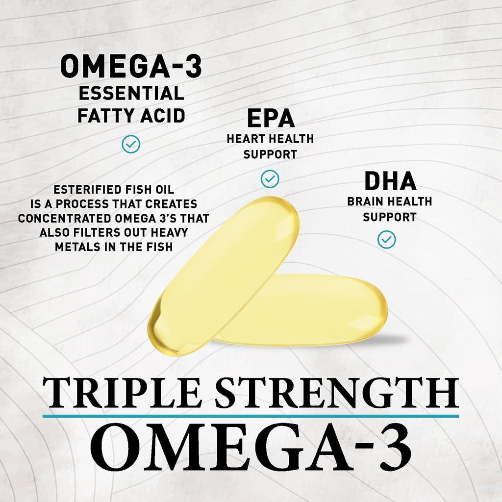 Omega-3 Fish Oil Supplements – Triple Strength, 2400mg, EPA & DHA, 60 Softgels