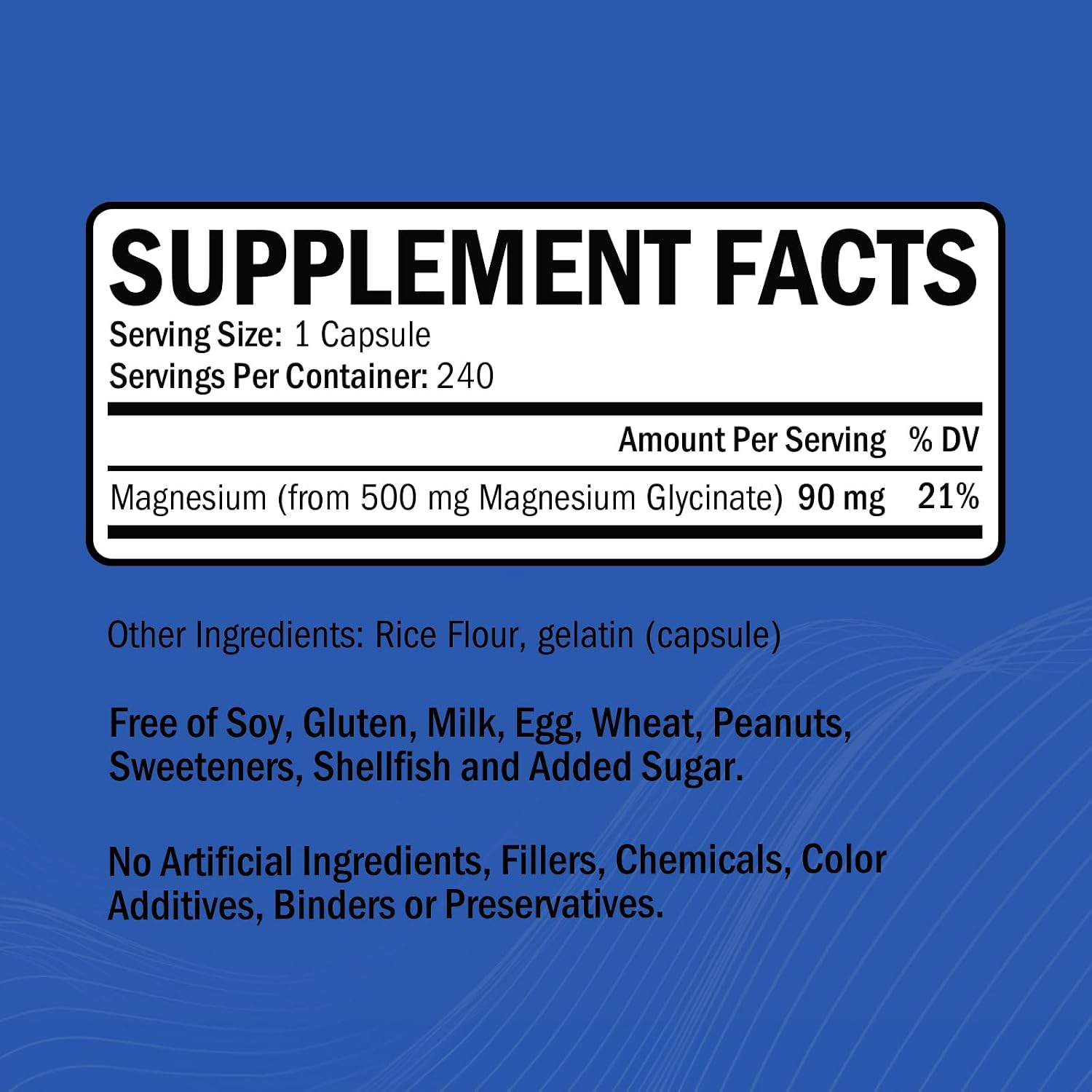 Magnesium Glycinate 500mg – 240 Capsules