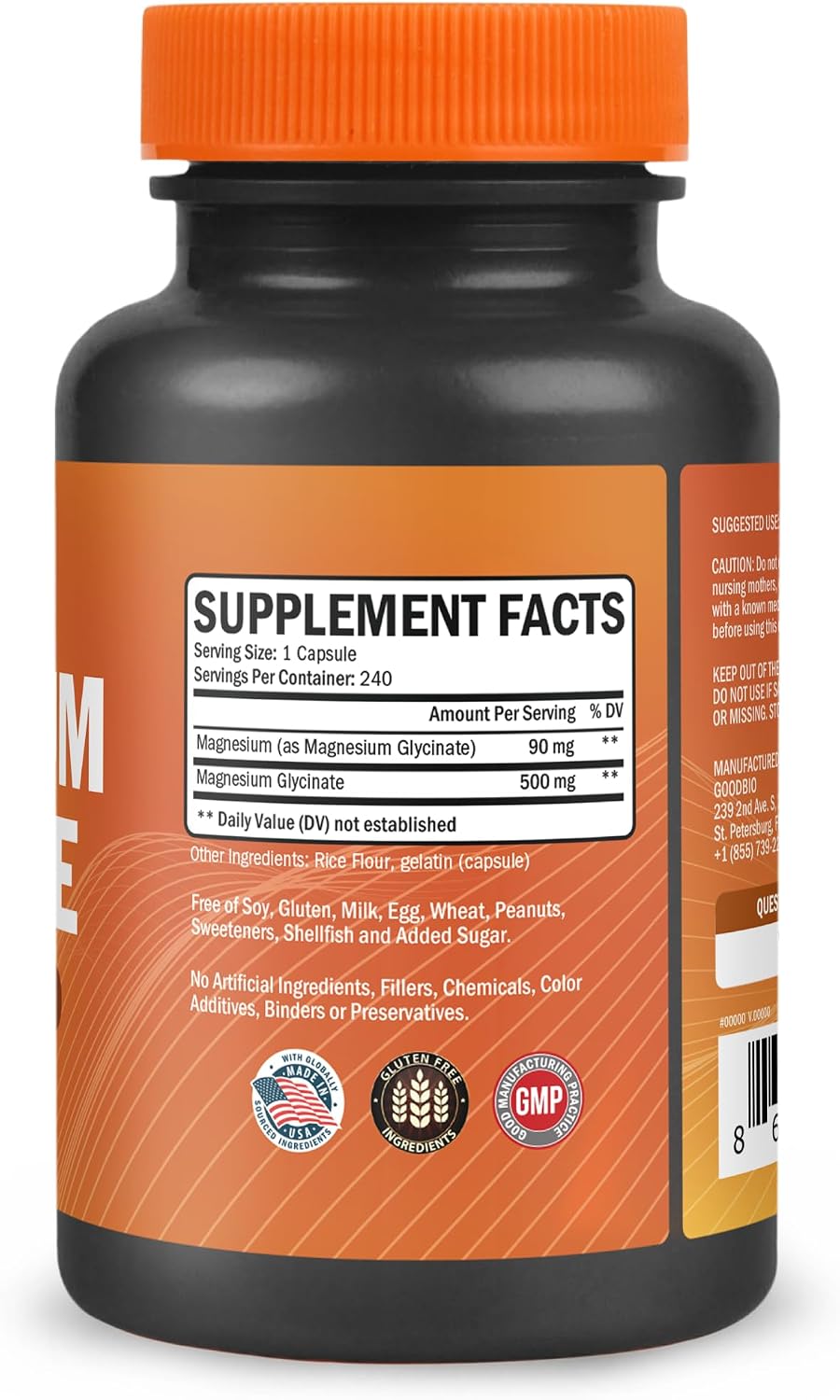 Magnesium Glycinate 500mg – 240 Capsules