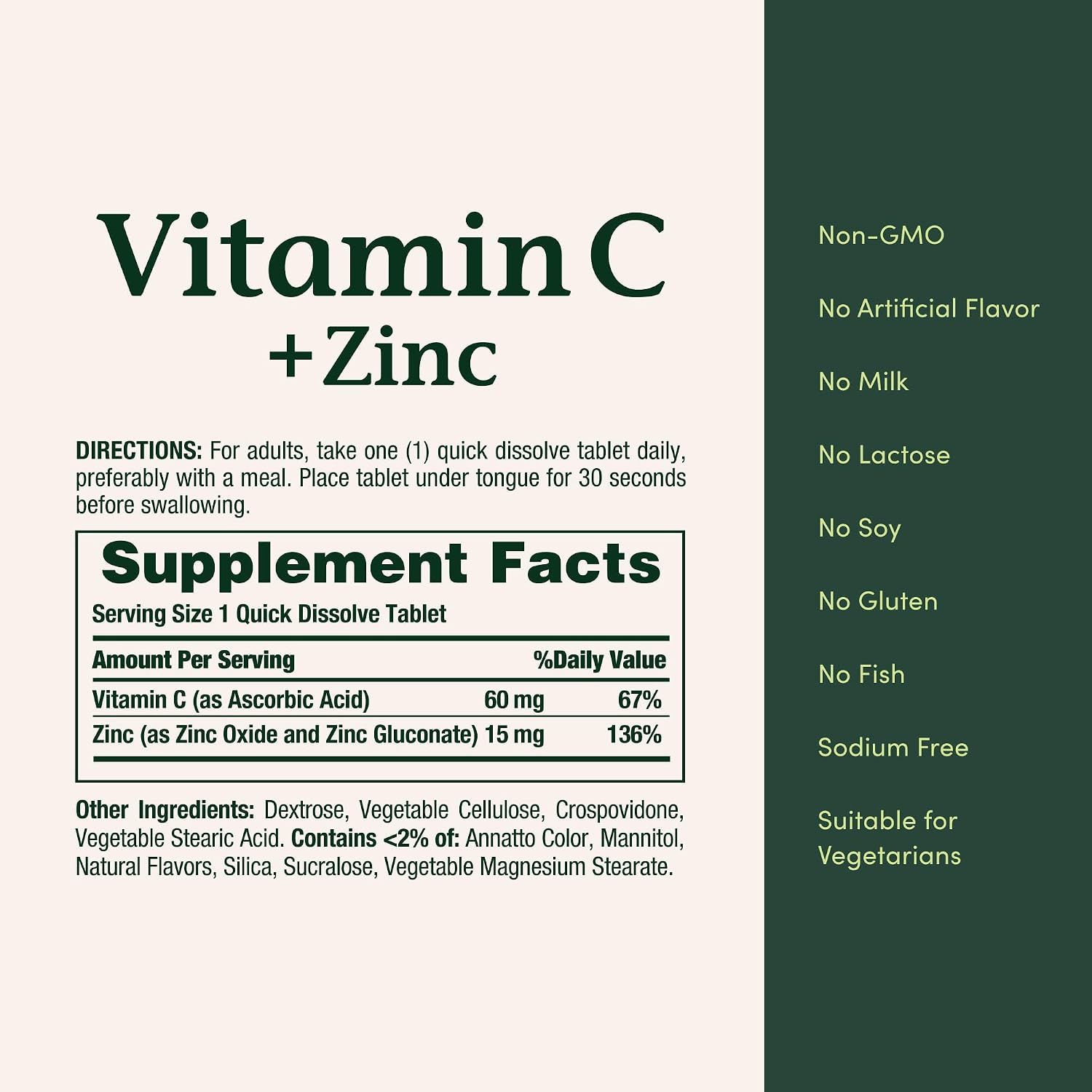 Nature's Bounty Vitamin C + Zinc – 60 Tablets