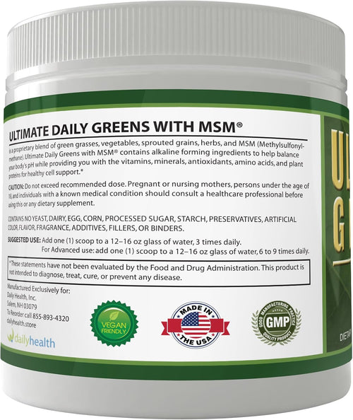 Daily Health Ultimate Greens with MSM Powder – 8 oz