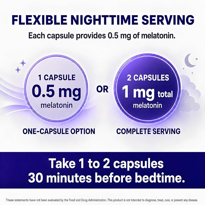 Sleep Support for Adults – Organic Herbs, Melatonin, 60 Vegetarian Capsules