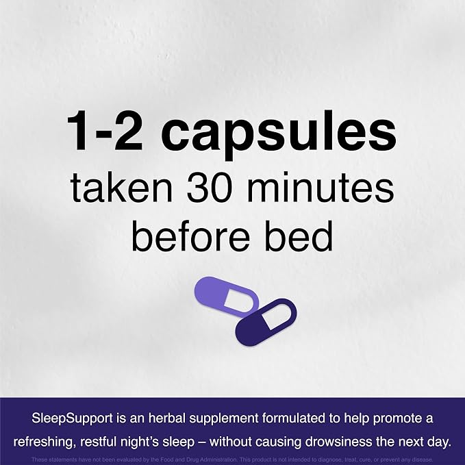 Sleep Support for Adults – Organic Herbs, Melatonin, 60 Vegetarian Capsules