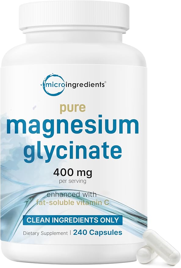 Micro Ingredients Pure Magnesium Glycinate – 400mg, 240 Capsules