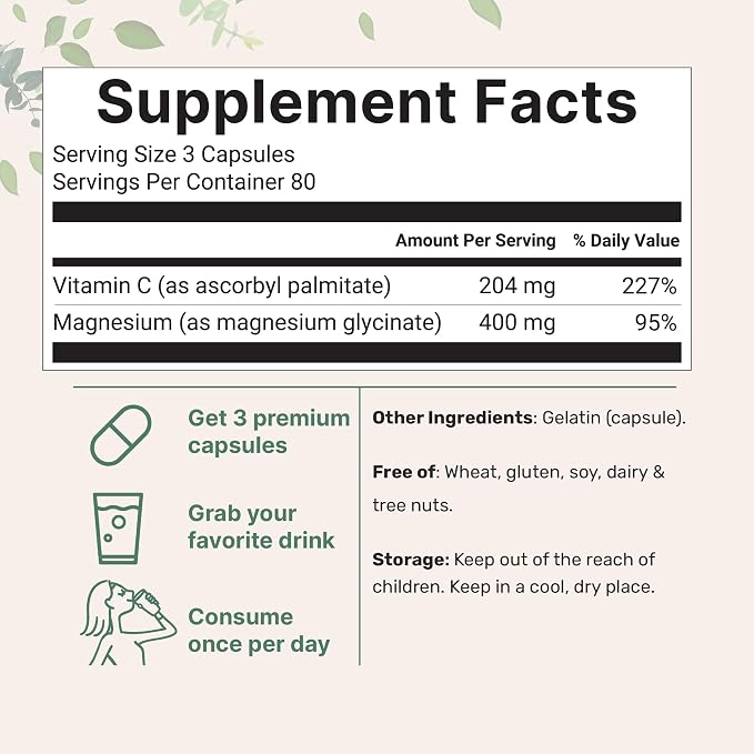 Micro Ingredients Pure Magnesium Glycinate – 400mg, 240 Capsules