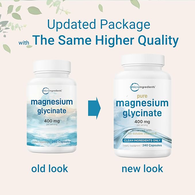 Micro Ingredients Pure Magnesium Glycinate – 400mg, 240 Capsules