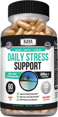 Kaya Naturals Daily Stress Support – Ashwagandha & GABA, 60 Capsules