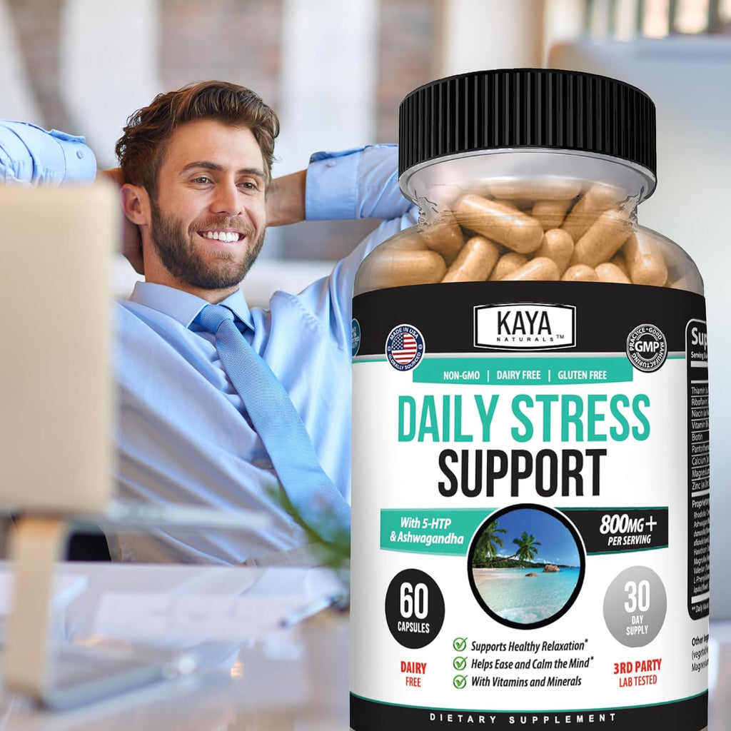 Kaya Naturals Daily Stress Support – Ashwagandha & GABA, 60 Capsules