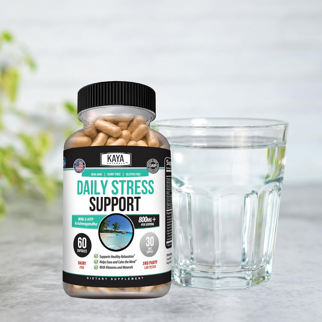 Kaya Naturals Daily Stress Support – Ashwagandha & GABA, 60 Capsules