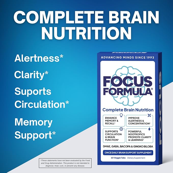 Focus Formula Nootropic Brain Supplement – 60 Veggie Tablets