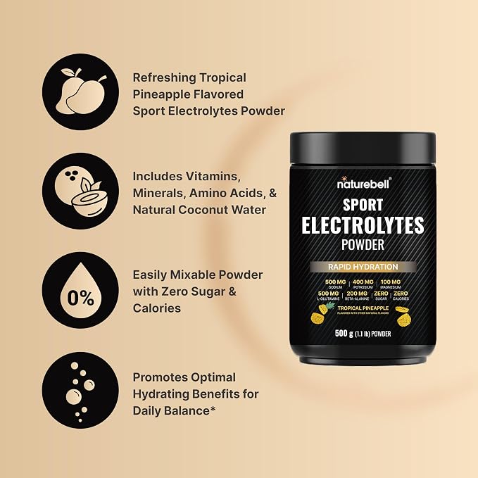 Sport Electrolytes Powder – No Sugar, Tropical Pineapple, 500g