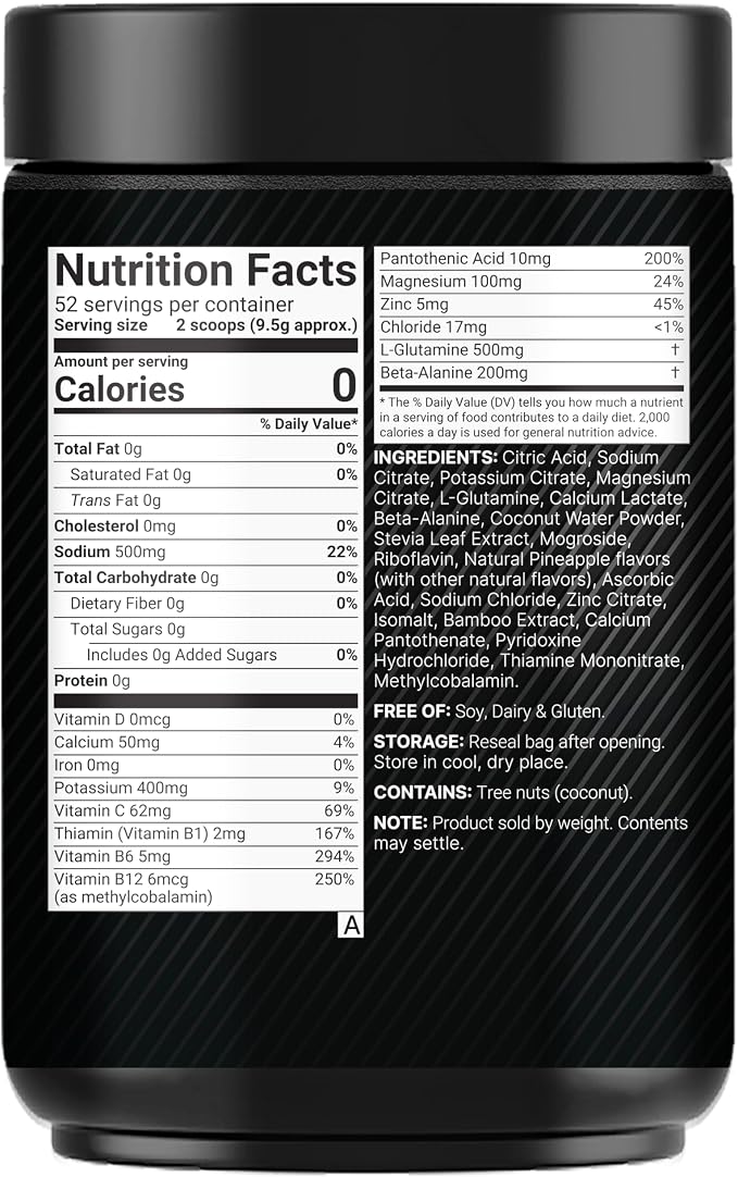 Sport Electrolytes Powder – No Sugar, Tropical Pineapple, 500g
