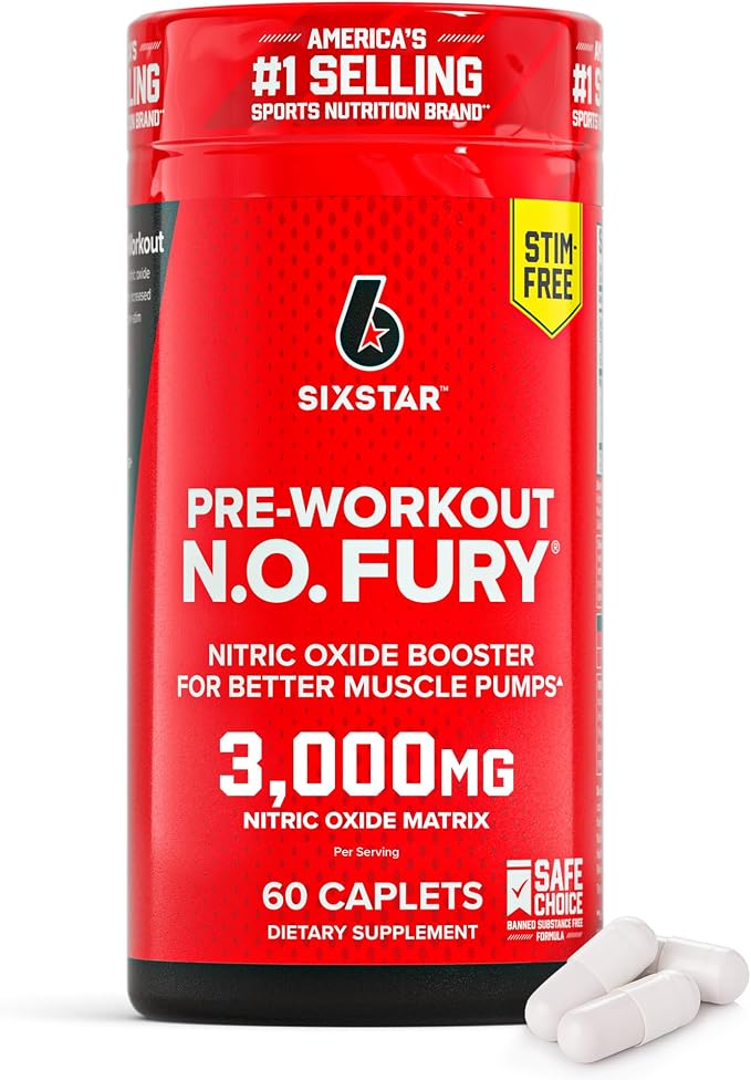 Six Star Pre-Workout N.O Fury Nitric Oxide Booster Pills