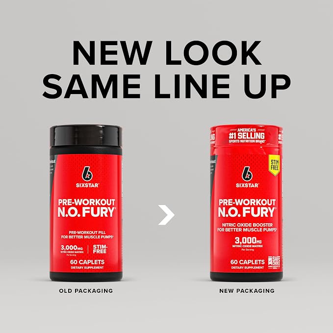 Six Star Pre-Workout N.O Fury Nitric Oxide Booster Pills
